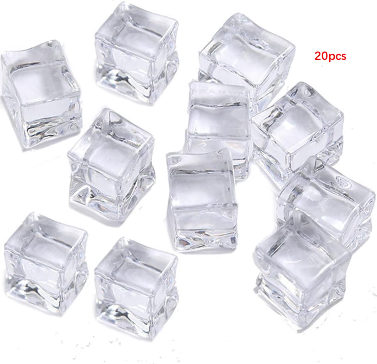 20 stuks 30 mm gebogen nep-ijsblokjes, gesimuleerde ijsblokjes, transparante ijsblokjes, lichtgevende ijsblokjes, DIY handgemaakte ijsblokjes, nachtlampje, ijsblokjesornamenten